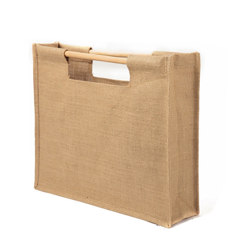 jute bag with wooden handle