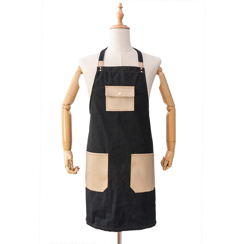 Wholesale Washable comfortable Cheap black Unisex kitchen apron canvas