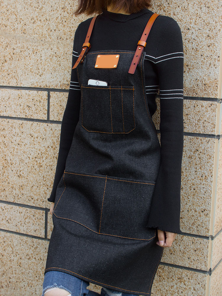 Denim hairdressing apron hair salon dedicated baking barista work apron